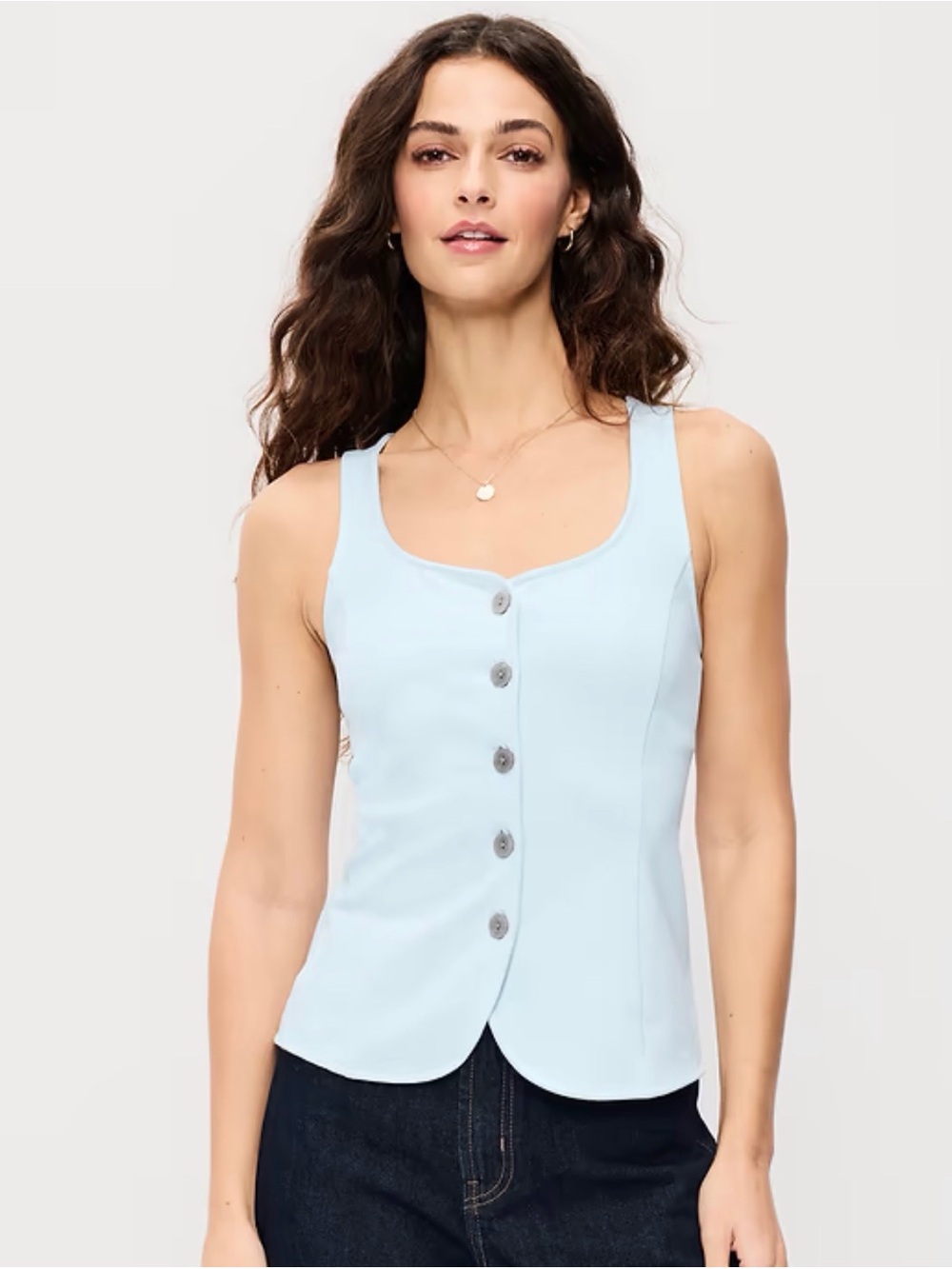 Old Navy Light Blue Button-Front Tank Top